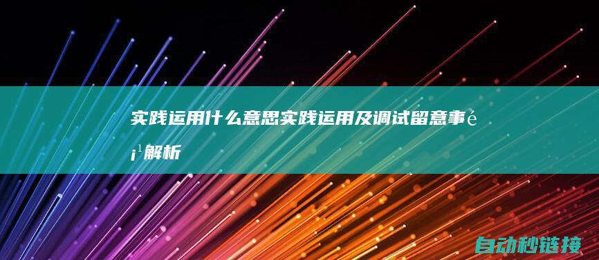 实践运用什么意思|实践运用及调试留意事项解析 (实践运用什么修辞手法)